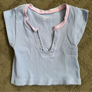 Urban Outfitters Blue and Pink Short Sleeve Tee